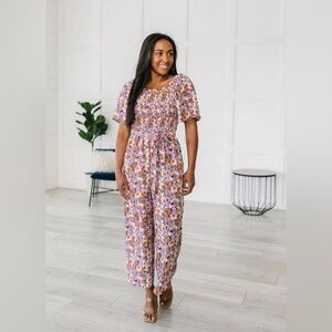 Hayden NWT Boutique Women's Wide Leg Floral Jumpsuit Flowy Sleeves Large